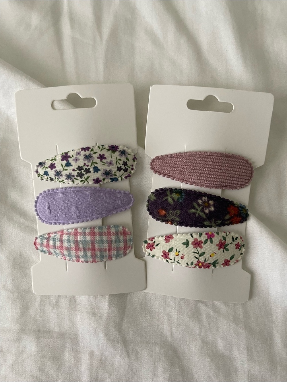 Set of 8 Floral & Pastel Fabric Hair Clips